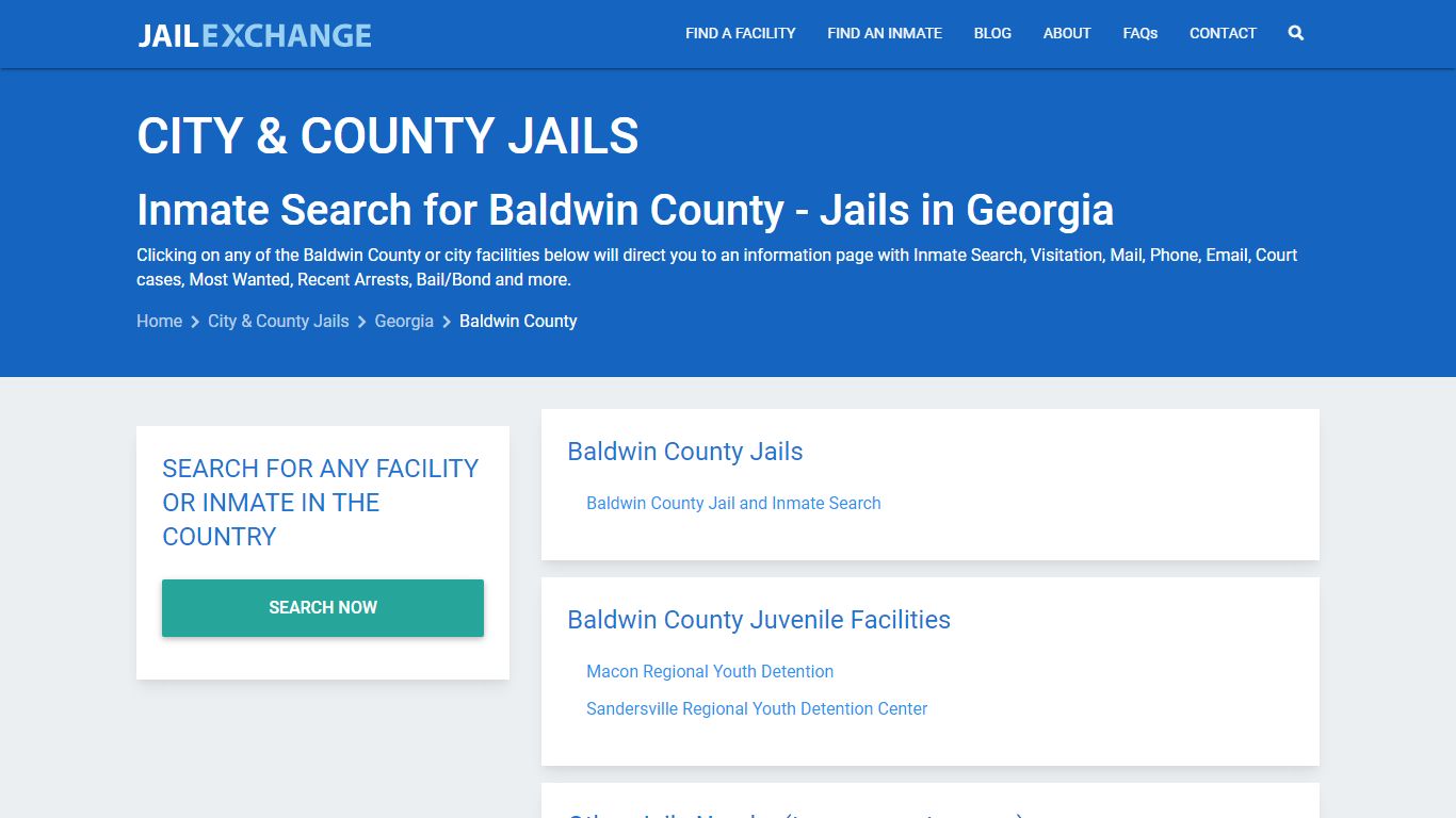Inmate Search for Baldwin County | Jails in Georgia - Jail Exchange